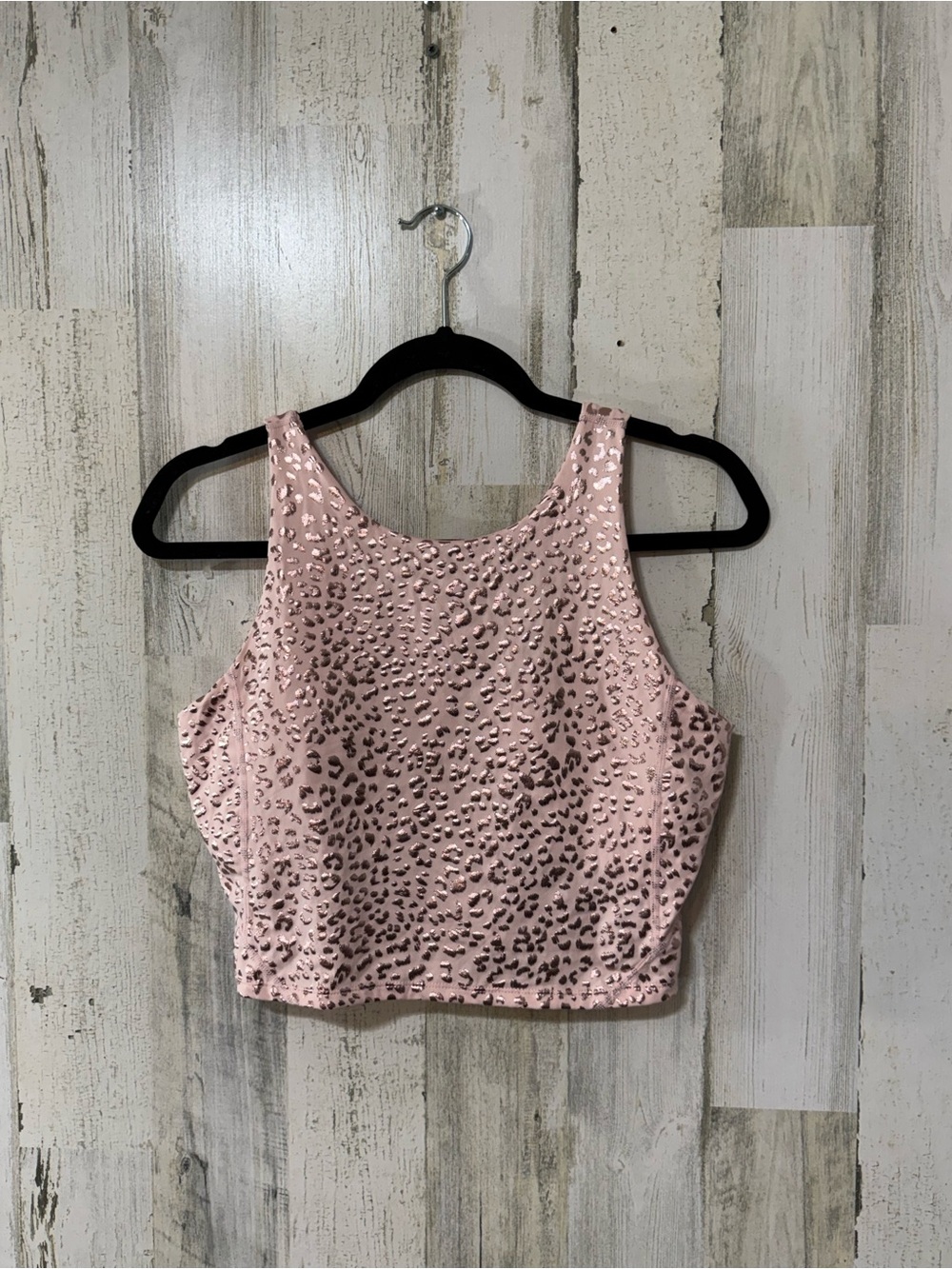 Soft Pink Leopard Sports Bra Cropped Tank Top Sports Bra